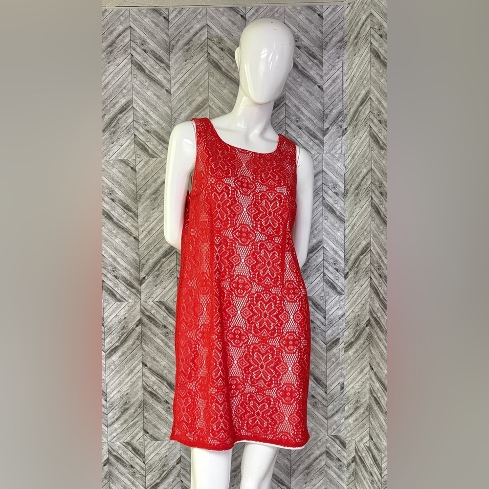 Reitmans Red Lace Dress with Cream Lining, size large